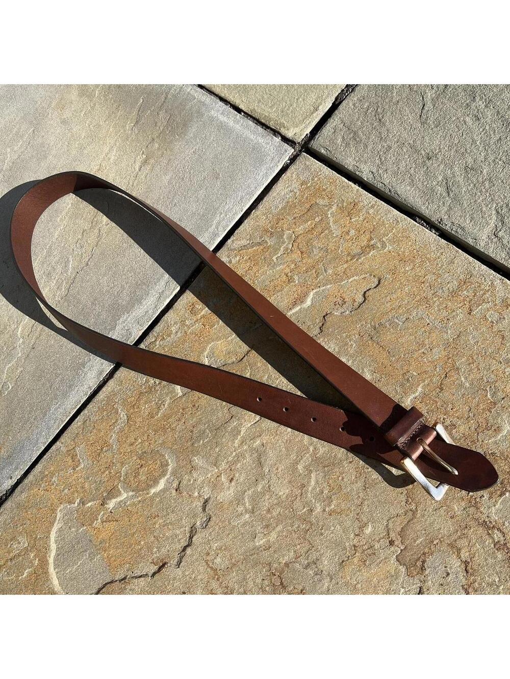 Neo-Vintage Y2K Minimalist Brown Leather Belt Made in USA